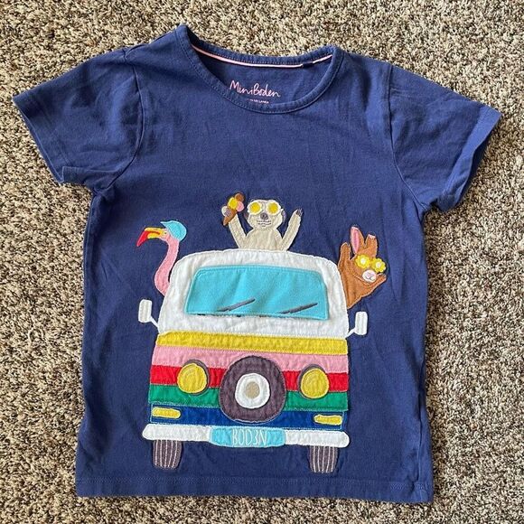 Mini Boden Road trip tee bus animals girls size 7-8 - Picture 1 of 5